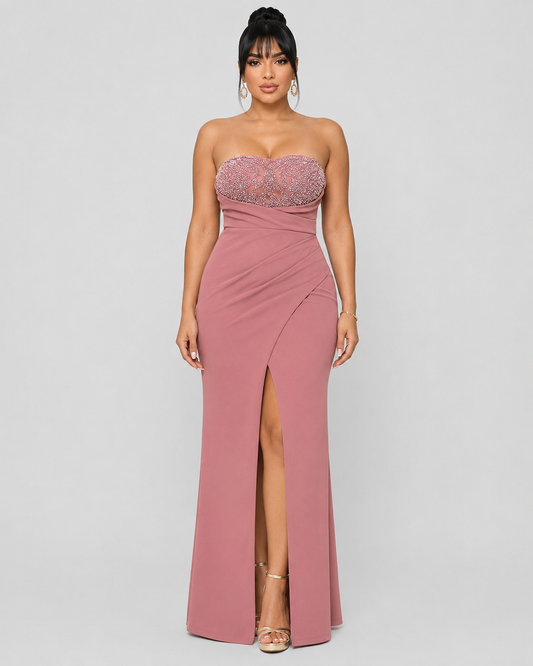 Vestido de Gala Glam - Rosa Palo