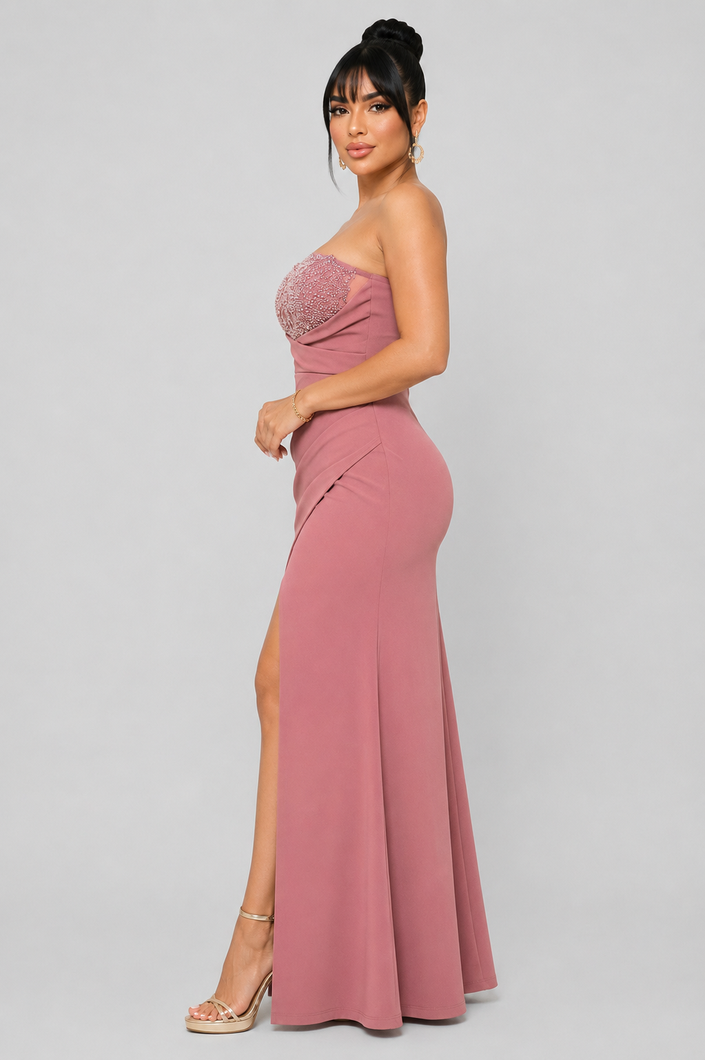 Vestido de Gala Glam - Rosa Palo