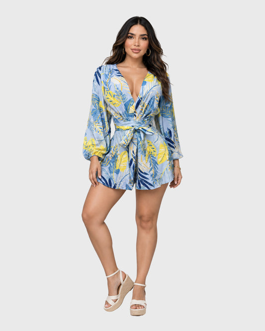 PALM MUSE ROMPER - BLUE