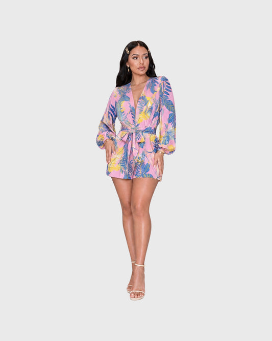 PALM MUSE ROMPER - PINK