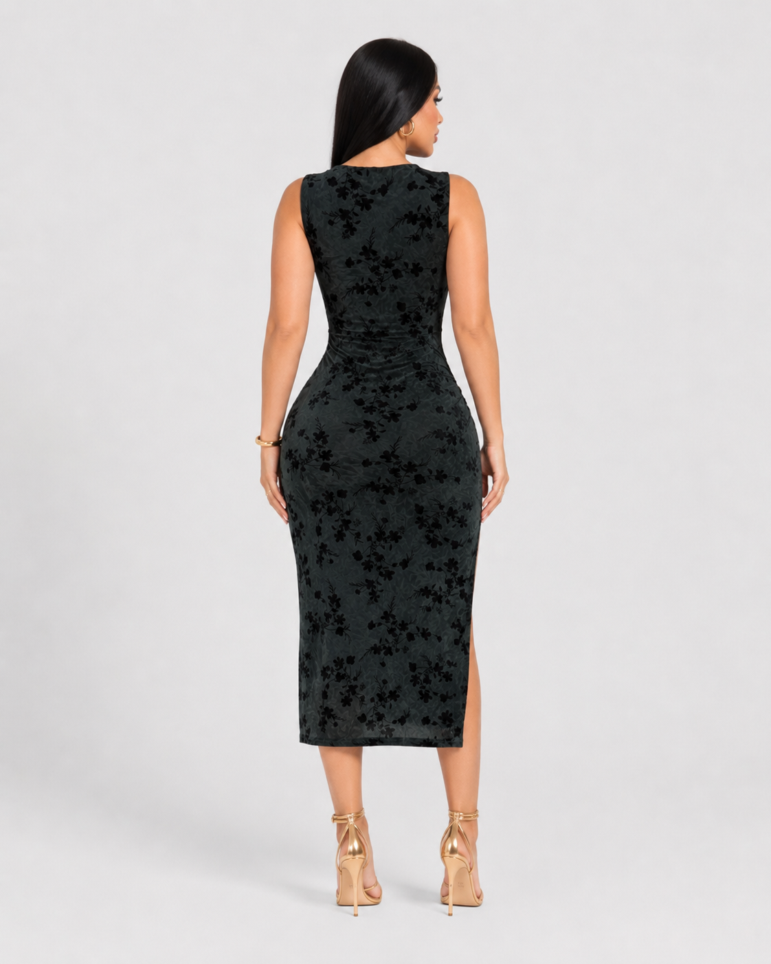 VESTIDO MIDI KAREN - NEGRO - Vista posterior