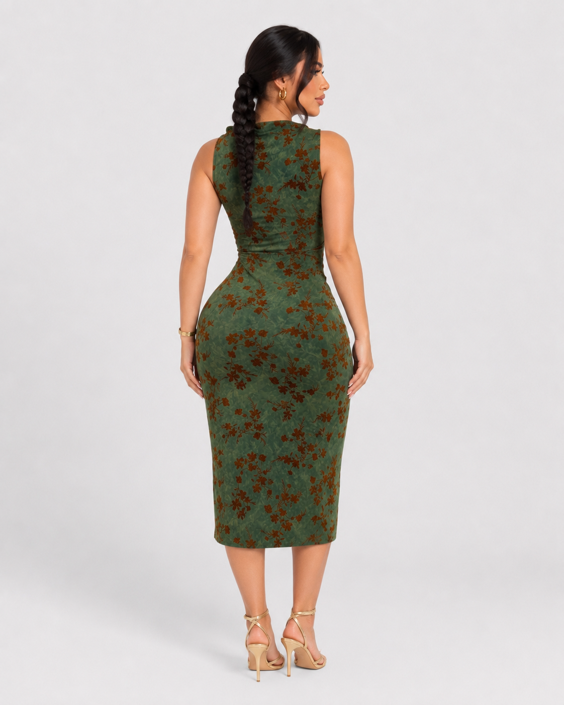VESTIDO MIDI KAREN - VERDE - Vista posterior