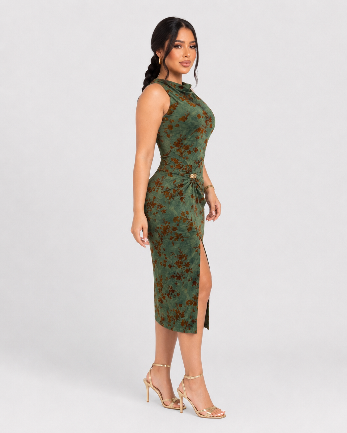 VESTIDO MIDI KAREN - VERDE - Vista lateral