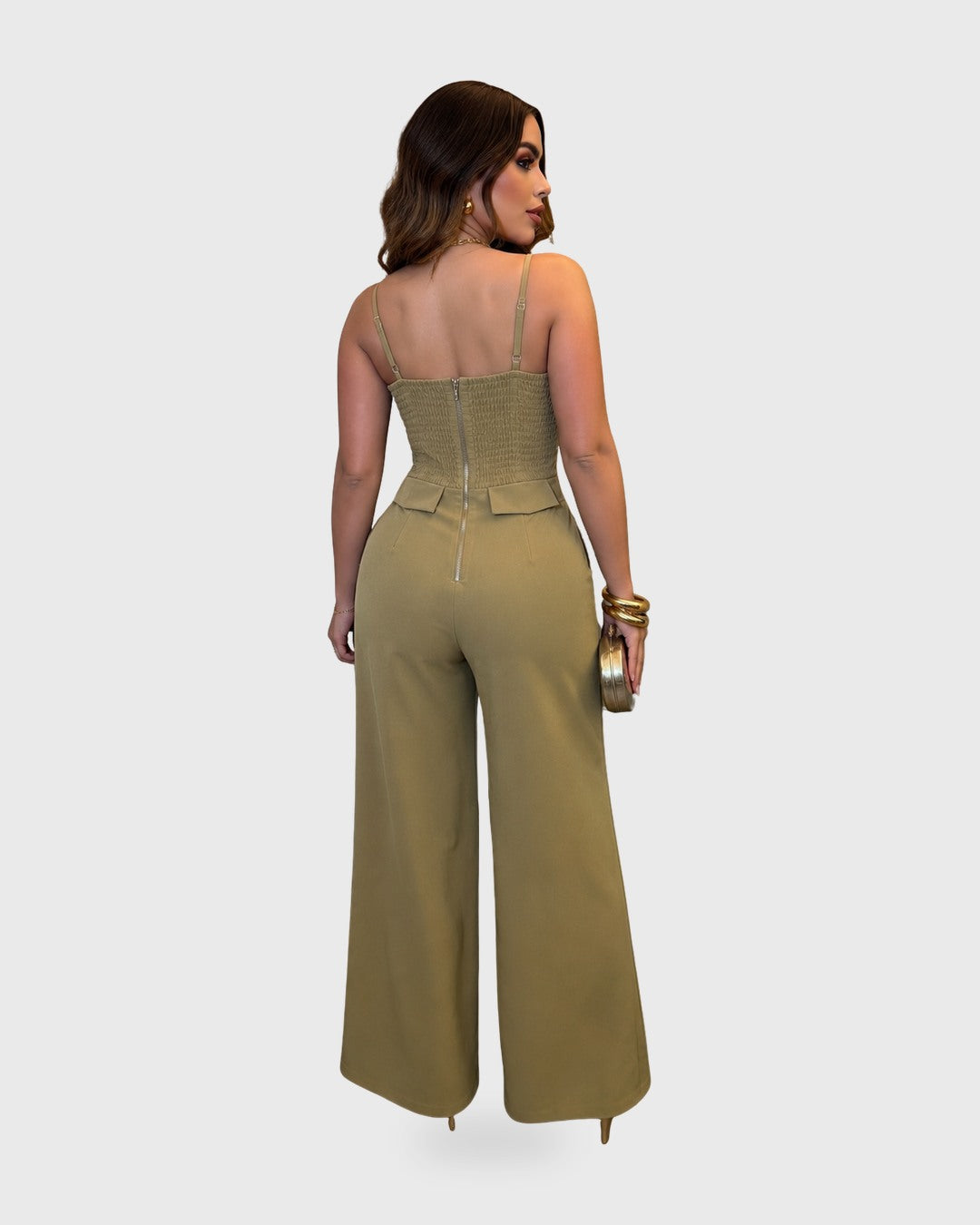 CITY FLOW JUMPSUIT Caqui - vista posterior