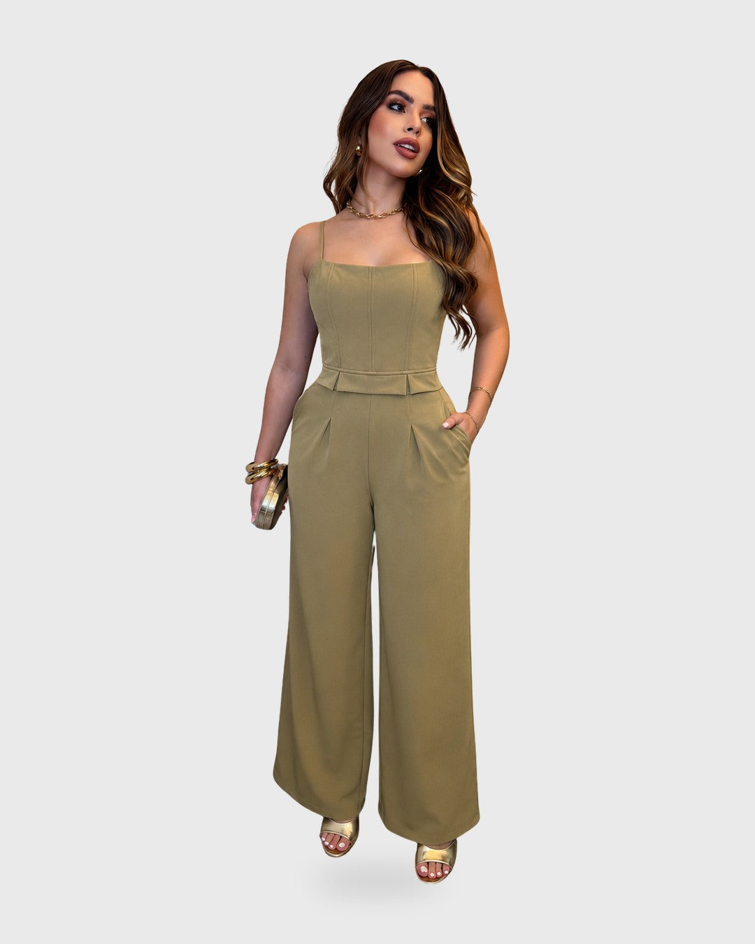CITY FLOW JUMPSUIT Caqui - vista frontal
