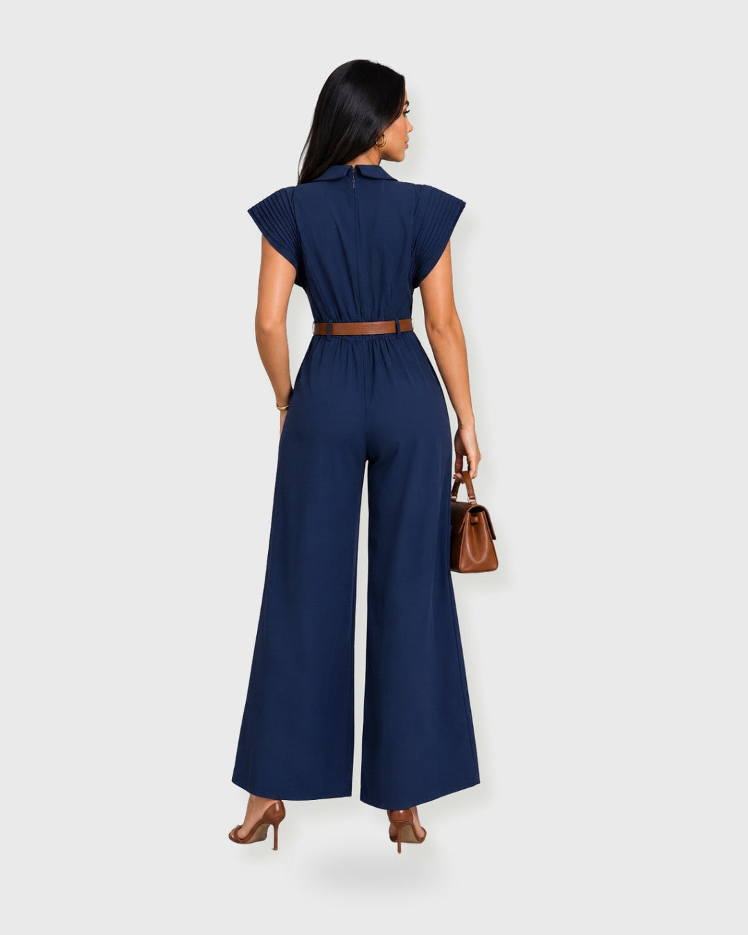 CITY MUSE BELTED JUMPSUIT Azul Marino - vista posterior