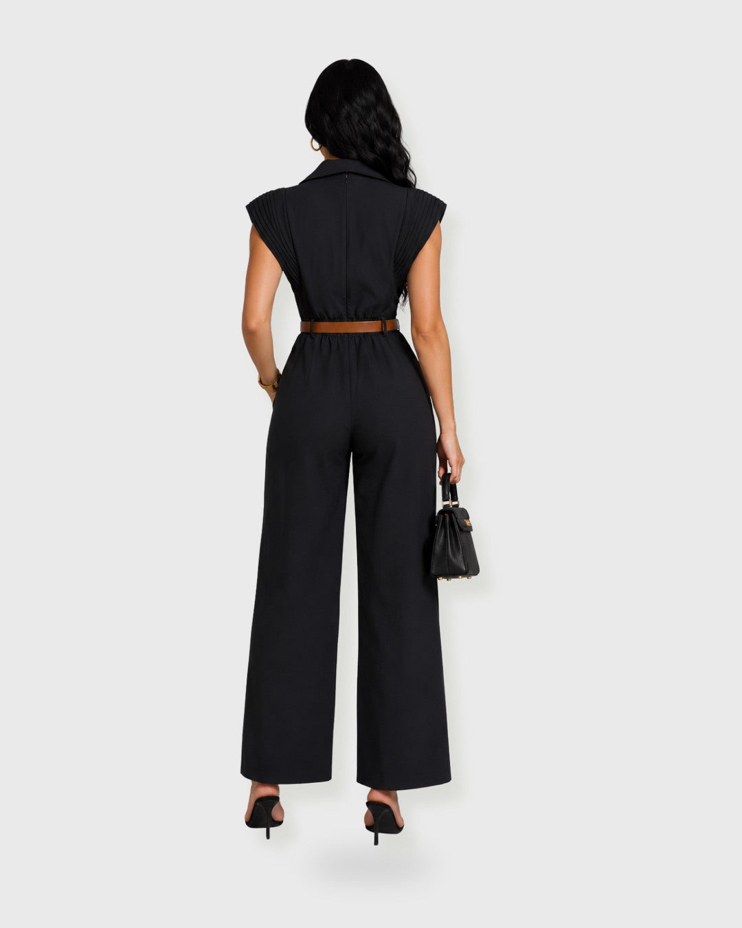 CITY MUSE BELTED JUMPSUIT Negro - vista posterior