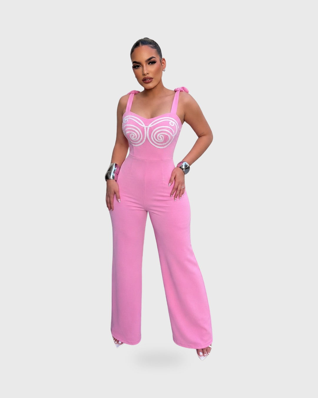 CLOUD STEP JUMPSUIT Rosado / Blanco - vista frontal