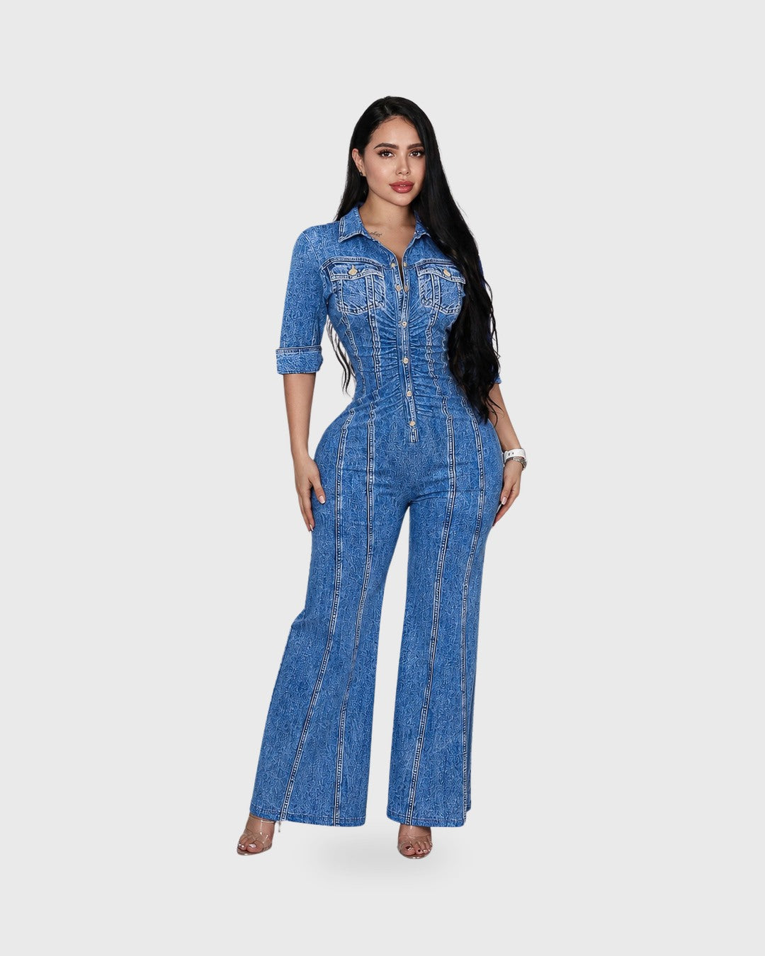 EASY STREET JUMPSUIT Azul Denim - vista frontal