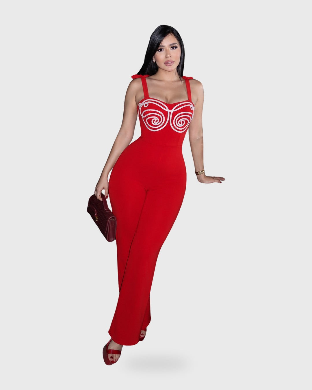 FLEX MOOD JUMPSUIT Rojo / Blanco - vista frontal