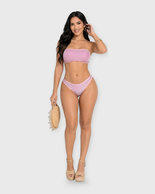 PINK SORBET BANDEAU BIKINI SET - vista frontal