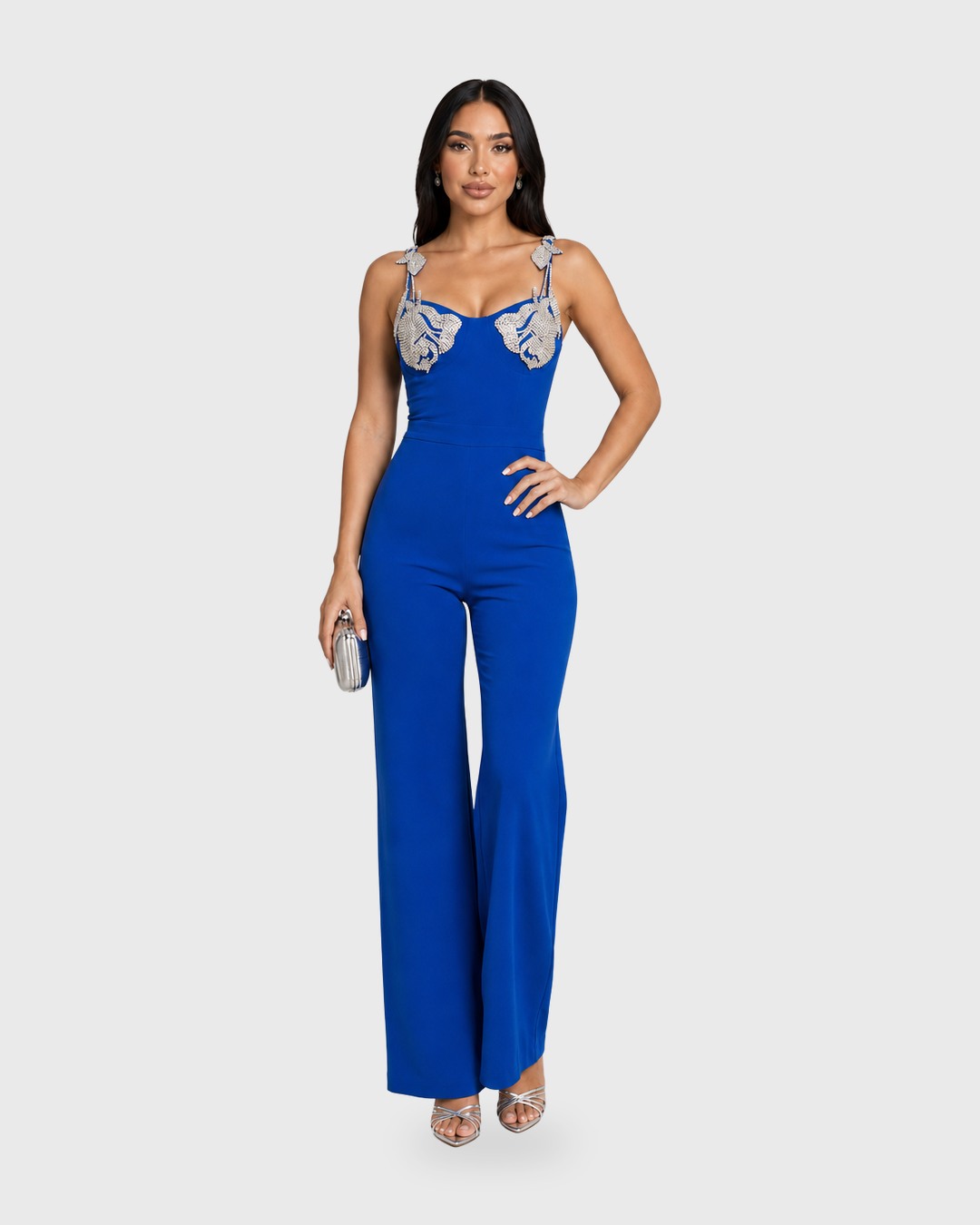 ROSETTE CRYSTAL JUMPSUIT Azul Rey - vista frontal