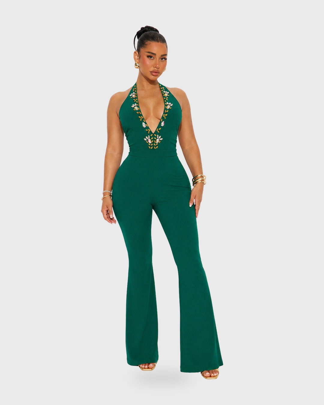 SAVANNAH LINE JUMPSUIT Verde Esmeralda - vista frontal