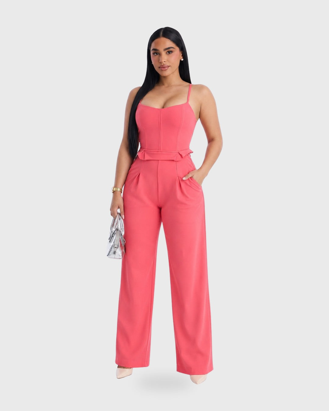 SUNLIT EDGE JUMPSUIT Coral - vista frontal